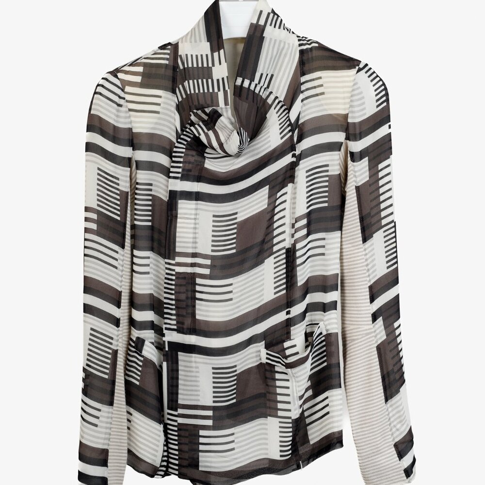 Rick Owens SS/14 Khaki Cream Geometric Mix Material Jacket